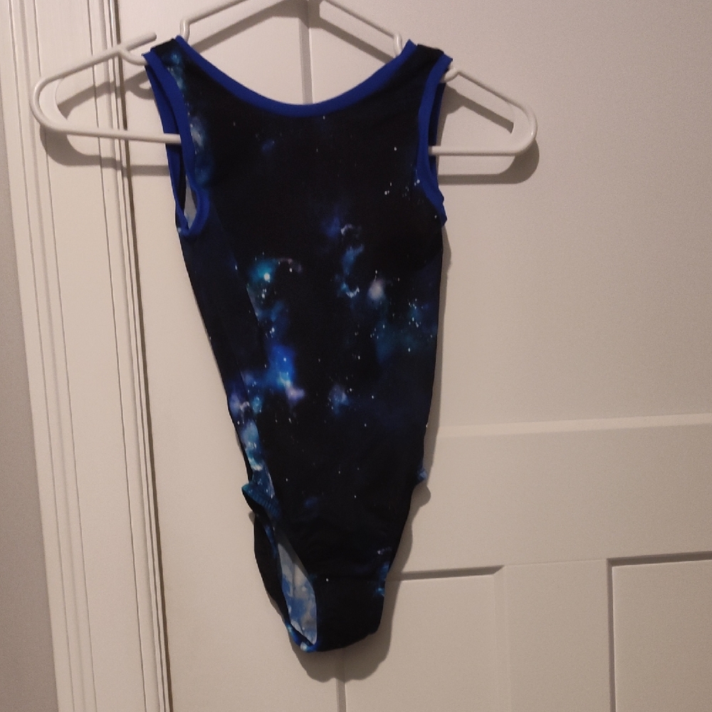 Galaxy Print Kids One Piece Gymnastics Suit